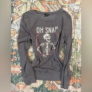 Gray 'Oh Snap' Skeleton Crewneck